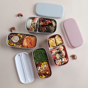 Boîtes à lunch Boîte à bento double couche en plastique scellée contenant de stockage des aliments étanche Micro-ondes portable pique-nique école bureau déjeuner 230531