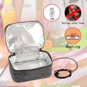 Lunchboxen USB Power Bank Food Heating Box Waterdicht geïsoleerd 5V Auto Picnic Warmer Container Bag Electric Lunch Box 230222