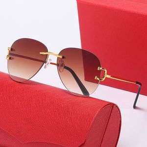 lunette de soleil lunettes de soleil lunettes de designer pour hommes UV400 lentilles noires sans cadre or argent jambes boîte d'origine lunettes de voyage lunettes de corne de buffle