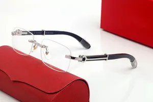 Lunettes Designer Zonnebrillen voor Mannen Vrouwen Zonnebril Zwart Blauw Heldere Lenzen Sport Randloze Carti Buffelhoorn Bril Mode Lenzenvloeistof Vrouw Zilver Hout Brillen