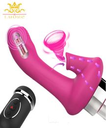 LUOGE ZUCHT VIRLATOR 10 Vibratie 5 Zuigmodi Clitoral GSPOT Zuigen Vibrator Massager Remote externe seksspeeltjes voor vrouwen voor vrouwen Y192371810