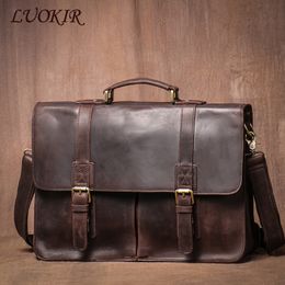 Luokir Vintage Crazy Horse koffer Travel Echte lederen handtas