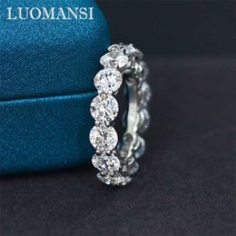 Luomansi S925 Sterling Zilveren Krans Super Flash Hoge Carbon Diamond Ring Party Bruiloft Vrouw Fijne Sieraden Gift 211217
