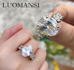 Luomansi argent bijoux anneaux S925 luxe grand ovale diamant bague de fiançailles Super mode pour les femmes Cluster8738531