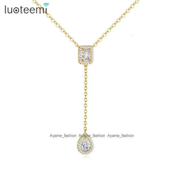 LUOTEEMI – collier avec pendentif en diamant CZ, plaqué or 18 carats, bijoux pour cadeaux de fête, offre spéciale