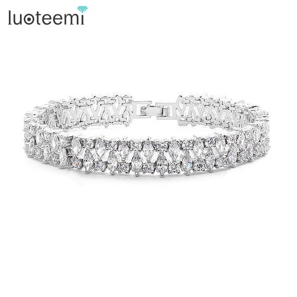 LUOTEEMI vente chaude au brésil nouveauté Bracelet couleur or blanc pour femmes Zircon cristal haute qualité Bracelet bijoux