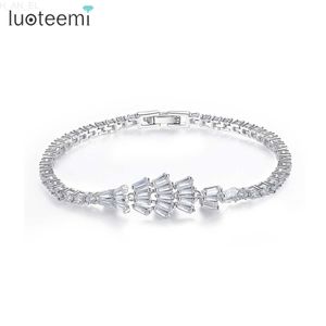 LUOTEEMI exceptionnel couleur or blanc mariée clair zircon cubique femmes Bracelet Bracelet pour bijoux de fête de mariage en gros L230824
