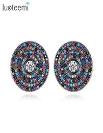 LUOTEEMI RETRO ROUNES COLORD ROUNDES OREURES POUR FEMMES DATINES AVEC AAA CARBIC ZIRCON DOUBLE COLOR CHIEL BIELRIQUE FASHIQUE 215573629