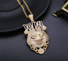 Lureen Hip Hop Full Iced Out CZ Col Collier Pendant Cumbic Zirconia Gold Silver Color Chokers Collier Punk Jewelry2869292