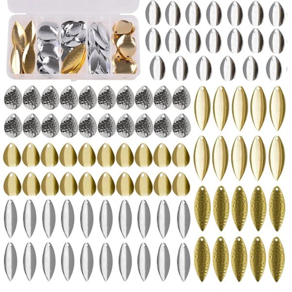 Señuelos 100 Uds cuchillas giratorias para señuelo de pesca cuchillas de sauce Walleye Bass Spinnerbait cuchillas DIY herramienta de fabricación de señuelos accesorios de pesca