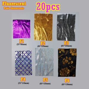 LUTES 20PCS Reflecterende inktvis aas doek nep vissen lokt accessoires zacht fluorescerend polyester stof luminous vissen jig diy materiaal