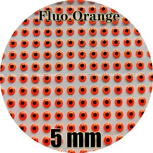 Luros 5 mm 3D Naranja fluorescente / al por mayor 700 ojos de pescado 3D suaves, atado con mosca, plantilla, fabricación de señuelos