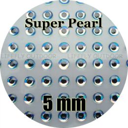 Leurres 5mm 3D Super Pearl/500 yeux de poisson holographiques 3D moulés souples, pupille ovale, attache de mouche, gabarit, fabrication de leurres, artisanat