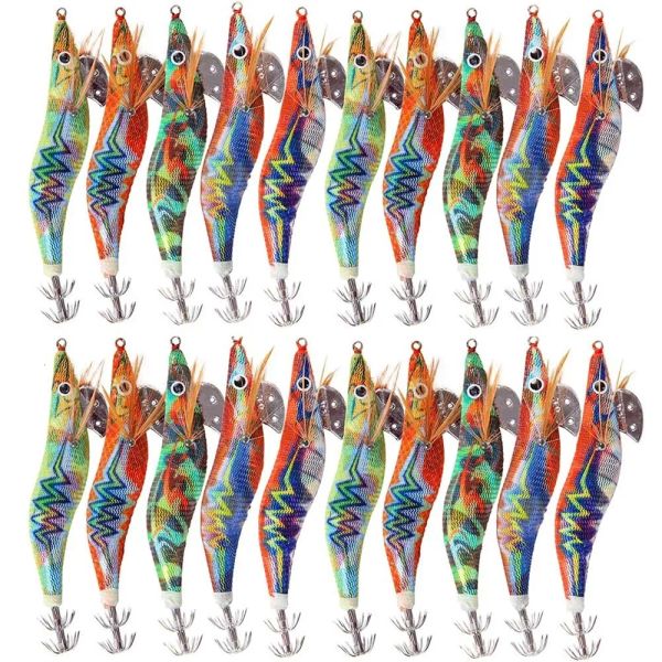 LURS BAITS LURS 30PCS20PCS10PCS Pêche de crevettes en bois Lure de squid