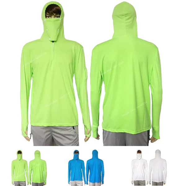 Vêtements de pêche Chemise de protection solaire Anti-UV respirant Hommes Chemise de pêche à capuche à séchage rapide T-shirt de randonnée en plein air Hauts de protection solaire Vêtements de randonnée de camping