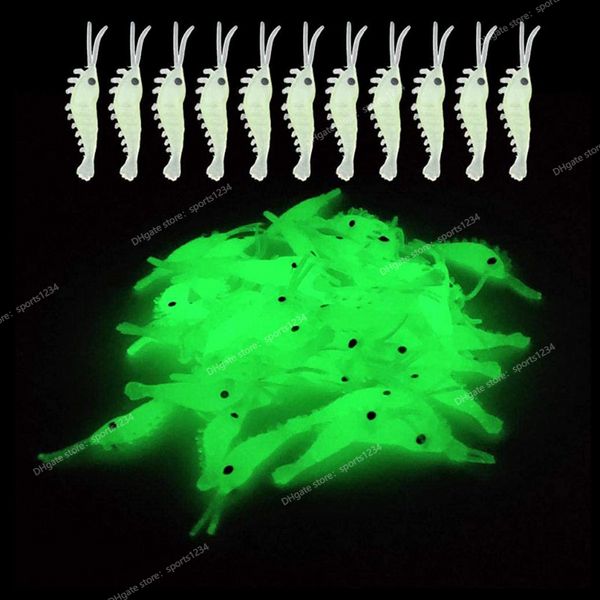 50 Unids Luminoso Camarón Cebo de Pesca Señuelo Suave Gusanos Resplandor Camarones Señuelos de Pesca para Bass Crappie Señuelos de Pesca 3.5 cm PescaSeñuelos de Pesca luminoso gusano de camarón