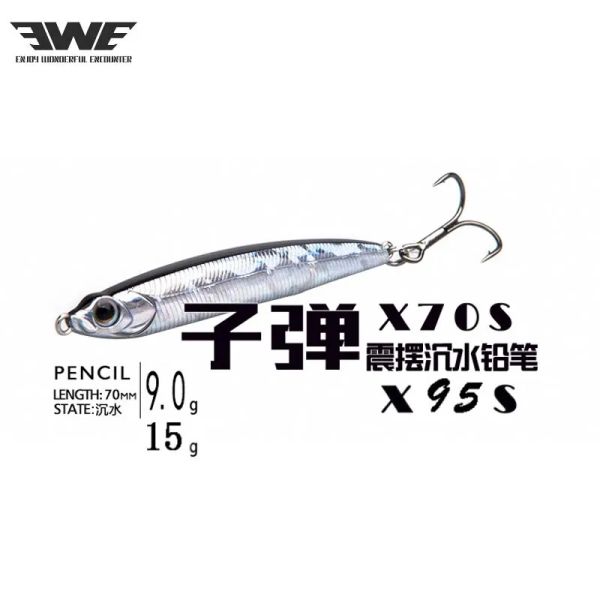 Señuelos Oveja X70S Temblor Hundimiento Señuelo para pesca con lápiz 70 mm / 9 g Artificial Wobbler Stick Bait Long Cast Tackle para Pike Bass Cebo falso