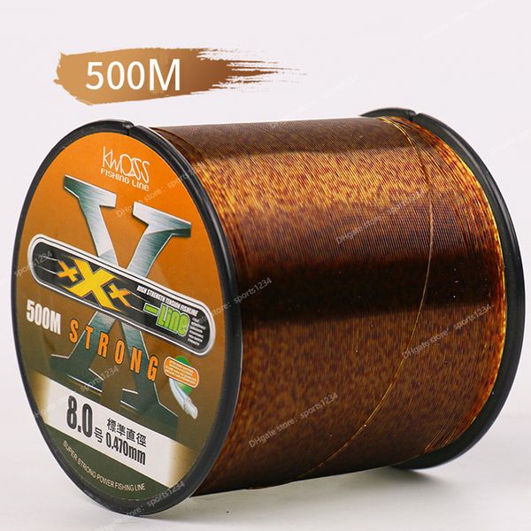 Ligne de pêche tachetée d'or de 500m, monofilament Invisible bionique, ligne enduite de fluorocarbone moucheté, outils de pêche à la carpe