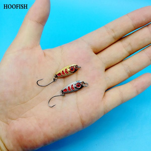 Leurres HOOFISH 10 pièces/lot Micro Jig leurre de pêche 1.5g/2.5g/3.5g/5g Mini cuillère leurre petit poisson boucle gabarit métal leurre spinner appât