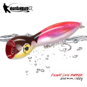 Señuelos Hunthouse Topwater Popper Señuelo de pesca 205 mm / 166 g Superficie Trolling Flotante Agua salada para GT Sea Bass Tuna Wobbler Cebo duro