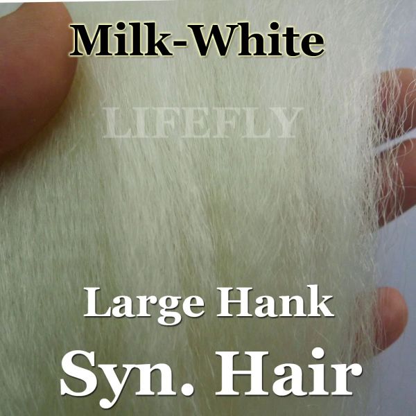 Leurres Lait. Couleur Blanc / Gros Écheveaux de Cheveux Synthétiques, Super Hair, Syn.Fibre, montage de mouches, gabarit, fabrication de leurres