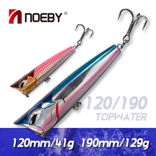 Señuelos NOEBY Popper Señuelos de Pesca 120mm 150mm 190mm Topwater Bubble Jet Popper cebo Wobblers para GT atún señuelo de pesca de mar