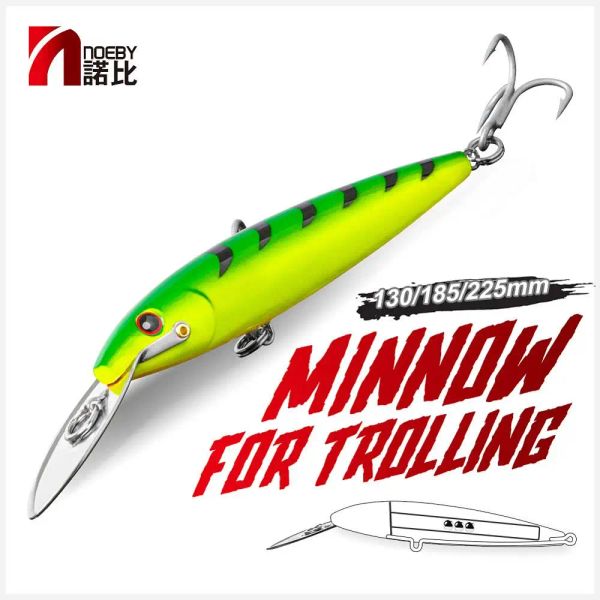 Señuelos NOEBY Trolling señuelo de pesca 130mm33g 185mm60g 225mm76g labio de Metal buceo profundo Minnow cebo duro Artificial para Señuelos de Pesca de Mar