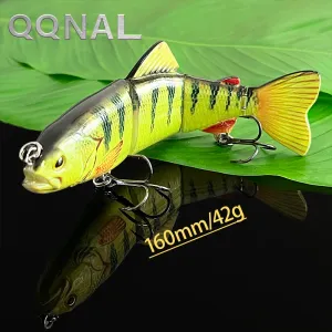 Leurres QQNAL nouveau 16 cm 42g nouvel appât artificiel grand leurre de pêche 4 segments coulant Swimbait manivelle appât dur lent gros gibier leurre de poisson