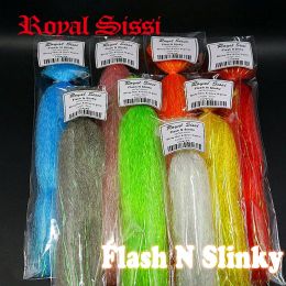 Lokt Royal Sissi 8Colors Flash N Slinky Fiber Long Shimmer Synthetisch haar Fuzzy Fiber Saltwater Streamer Baitfish Fly Tying Materials