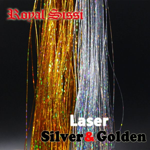 Señuelos Royal Sissi hot 6 paquetes de gran volumen goldensilver holo flashabou oropel plano materiales para atado de moscas para moscas serpentinas de cola de pelo largo