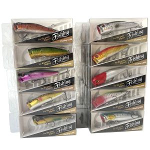 Leurres en gros Lots de 60 pièces 8g 7cm flottant vairon Popper appât dur leurres de pêche avec boîte en PVC