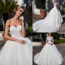 Lussano Bridal 2023 Robes de mariée avec veste en dentelle Appliques Robes de mariée balayage train robe de bal robe de mariée de jardin robe de mariee