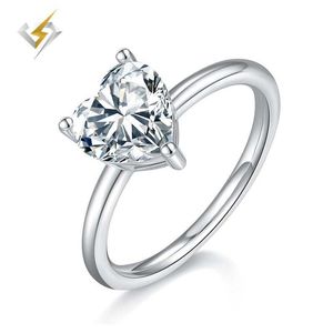 Glans Forever Love Solitaire-stijl 925 zilver geslaagd voor diamanttest D witte hartvorm 2 Moissanite-ring