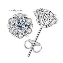 Lustre Jewelry Fashion 1CTW GRA Certificado MOISSANITE PEENIO Halo Design 925 Sterling Silver Flower