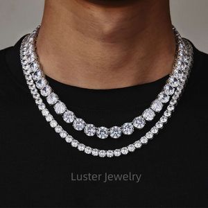 Luster Superb Fine Jewelry Sterling Sier D White Round Round 6/8/12mm Moissanite Tennis Chain Necklace met GRA -certificaat