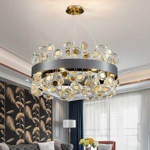Luster kristallen LED kroonluchter hanglampen rond zonnebloemontwerp hangende lamp s goud/zwarte basis voor woonkamer eetkamer slaapkamer salon