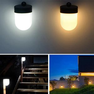 LUSTREON Solar 3 LED Lámpara de pared Valla impermeable al aire libre Sendero de jardín Luz Doble temperatura de color - Negro