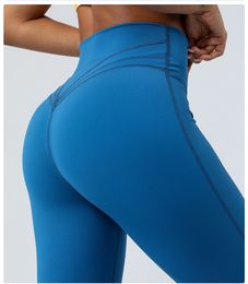 LUU Clothing Leggings Damen-Trainingsanzug, hautfarben, enge Hose mit weitem Bein, erhöhten Hüften und hoher Taille, lässige Schlaghose, Fitness, Übung, Yoga, Jogger, Laufen