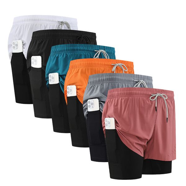 LUU Pantalones chándal MAthletic Shorts Pantalones de entrenamiento de verano de doble forro para hombres con bolsillos Pantalones cortos de tenis transpirables sueltos Pantalones cortos para correr Ropa para correr