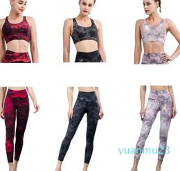 Luu Yoga Sutiã alinhar tanque leggings Tie-dye Cor Sólida Mulheres Slim Fit Sutiã Esportivo Colete de Fitness Sexy Roupa Interior com Almofadas de Peito Removíveis Macio