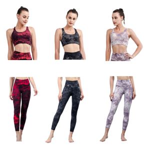 Luu Yoga Bra Align Tank Leggings Tie-dye Couleur solide Femmes Slim Fit Sports Gitre de fitness Sous-vêtements sexy avec des coussinets de poitrine amovibles Brassiere