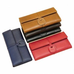 Luufan Echt Leer Vrouwen Clutch Portemonnee Kaarthouder Busin Lg Portemonnee Koe Leer Vrouwelijke Avond Trifold Mey Clip c4G8 #