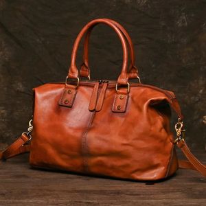 Luufan Vintage authentique sac de voyage en cuir pour hommes