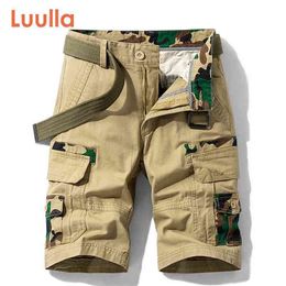 Luulla Men Summer Casual Vintage Classic Pockets Cargo Shorts Men Outdreged Mode Twill Cotton Camouflage Shorts Men 210322