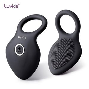 Luvkis 10 Vitesses Pénis Vibrateur Anneaux Mâle Longue Durée Vibrant Cock avec Anneau Masseur Brosse Silicone Sex Toys USB Chargé T200510