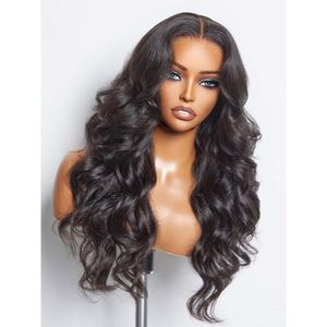 LUVME HAIR 5X5 Perruque de cheveux humains lâches ondulés sans colle avec dentelle frontale pré-épilée prête à l'emploi longue perruque noire pour femme (dentelle prédécoupée de 22 pouces)