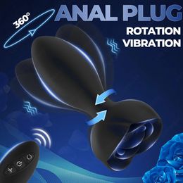 LUVWAKE 360 Rotation vibrant jouets pour adultes Plug Anal masseur de Prostate télécommande bout à bout vibrateur pour hommes femmes 240102