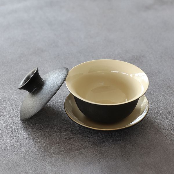 Luwu Black Ceramic Gaiwan Teop Kung Fu Tea sets 130 ml