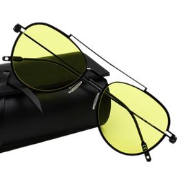 LUX Classical Pilot Lunettes de soleil polarisées UV400 01 55-19-150 Titane léger Hommes femmes vision nocturne jaune Lunettes de conduite étui complet