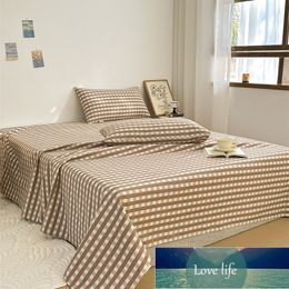 Lux Quatily Coton et Lin Bon Coton Brut Vieux Tissu Grossier Drap de lit et taie d'oreiller Ensemble de Trois pièces Draps de dortoir Simple en Coton et Lin épaissis